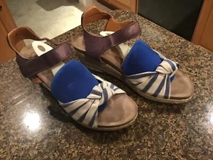 Taos Very Jute Wedge Espadrille Sandals Blue Natural Purple Sz EU 40 US 9-9.5 - Picture 1 of 9