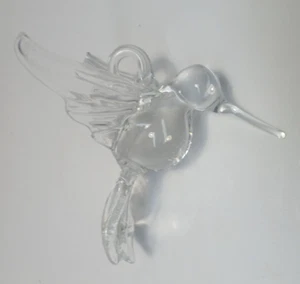 Vintage Clear Art Glass Hummingbird Ornament - Picture 1 of 3
