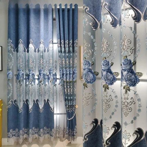 Europe Style Exquisite Embroidered Curtains Room High-quality Chenille Curtains - Image 1 of 4
