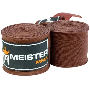 MEISTER BROWN 180" MMA HAND WRAPS - Mexican Elastic Cotton Boxing Wrist New PAIR - Picture 1 of 3