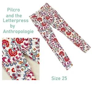 Pilcro and the Letterpress Anthropologie Floral Skinny Jeans Womens sz 25 - Picture 1 of 12