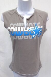 Dallas Cowboys Football Ladies Junior Tight Fit Split Neck Shirt Gray