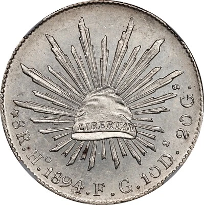 MEXICO HERMOSILLO  1894-HoFG 8 REALES UNCIRCULATED COIN, NGC CERTIFIED MS61 - Image 1 of 4