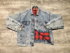 Levis 70417 0819 Denim Jean Barn Trucker Plaid Lined Jacket Medium Mens Vintage