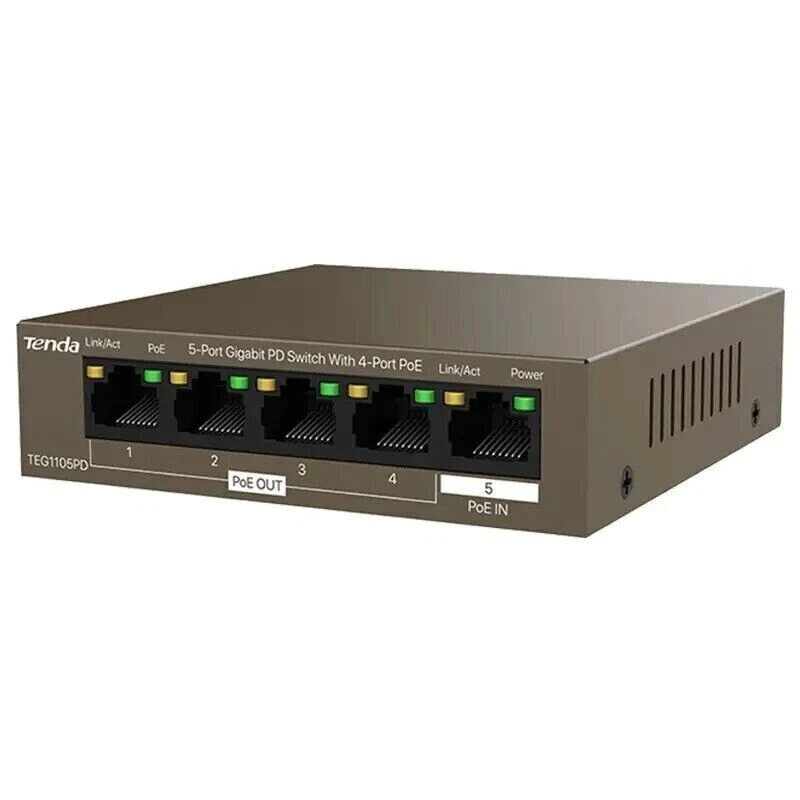 Tenda TEG1105PD 1000 Mbps 5-Port Network Switch