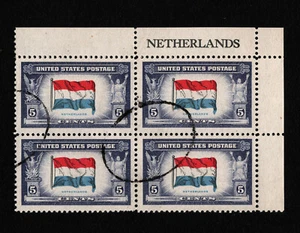 OPC 1943 USA Overrun Countries Netherlands Namensblock Sc#913 SON Cancel 38635 - Bild 1 von 2