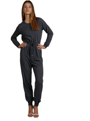 Damen Jumpsuit, Größe 12, Grau, Boohoo, langärmlig, Taschen, Reißverschluss  - Bild 1 von 4