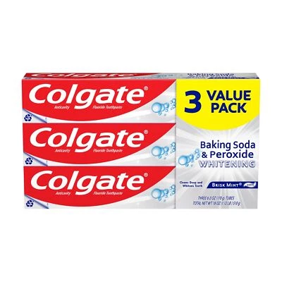 Colgate Baking Soda & Peroxide Whitening Brisk Mint Zahnpasta 3 x 170g