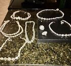 Vintage Aurora Borealis jewelry lot 6 Necklaces Clear & Clip On Earrings