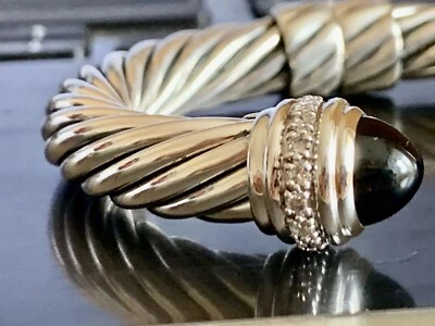PULSERA CABLE DIAMANTE ÓNIX NEGRO ESTERLINA DAVID YURMAN 10mm. Foto 1 de 4