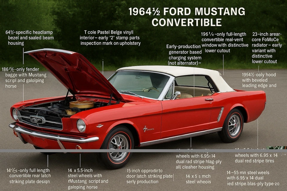 1964 1/2 FORD MUSTANG KÜNSTLERISCHER BLAUPAUSE WANDBILD - Bild 1 von 1