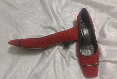 Vintage KATE SPADE NEW YORK  Red/Orange  Corduroy Pump Kitten Heel Size 8.5 - Image 1 of 4
