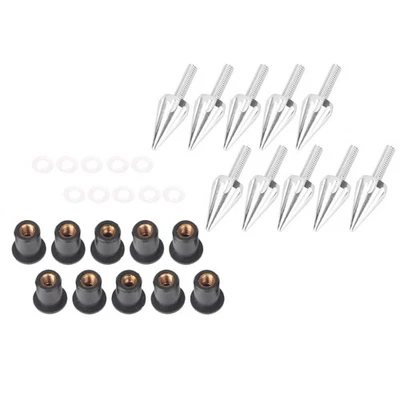For Honda Yamaha Suzuki BMW Silver Motorcycle Windshield Spike Bolt Screw Kit - Image 1 of 3