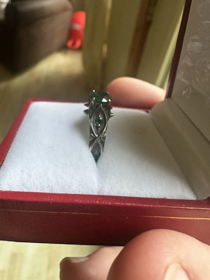 14k Black Gold Emerald Engagement Ring Celtic Used size 6 - Image 1 of 4