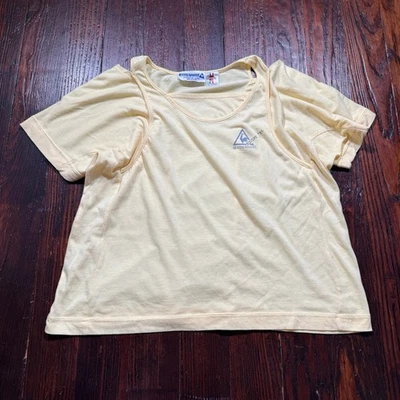 Vintage Le Coq Sportif Shirt Womens L Yellow France 1986 MADE IN JAPAN - EUC - Image 1 of 4