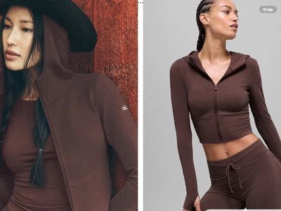 alo yoga Sway Full Zip Hoodie in Brownstone, NWT,Small,orig$128 - Image 1 of 3