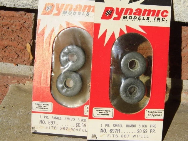 Dynamic Models Inc 2 комплекта шин для трассовых автомоделей большие гладкие шины новые из старых запасов No 679 редкая находка - Изображение 1 из 3