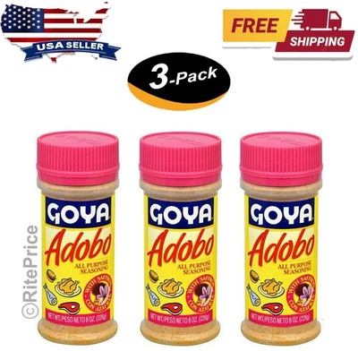 Temperos Goya Adobo para todos os fins com açafrão/con Azafran 8 oz. (Pacote com 3) - Novo - Imagem 1 de 4