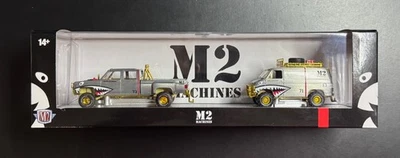 M2 Machines Hauler Raw Chase 1973 Chev Cheyenne Super 30 4x4 & 1971 Van 1/250 - Image 1 of 4