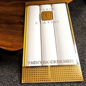 Vintage 3 Mens Handkerchiefs Paris Classic - Picture 1 of 21