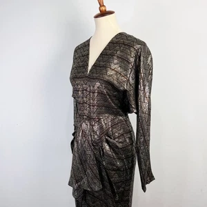 Vintage Flor Gold and black party dress 80s 70s Size Extra Small / Small - Picture 1 of 11