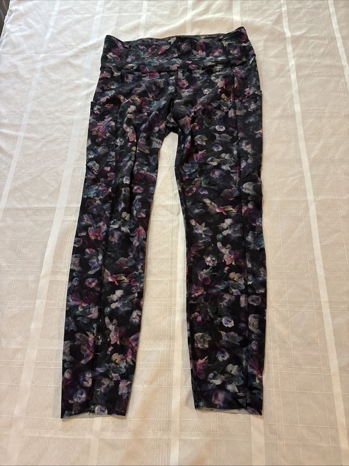 Lululemon Fast Free Activate Floral Multicolor Cintura Alta Yoga Correr Talla 8 Foto 1 de 4
