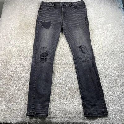 Мужские джинсы PRPS 36x33 черные искусственно состаренные приталенные эластичные джинсы разорванный гранж - Изображение 1 из 4