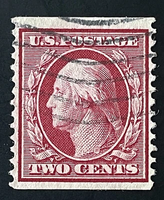 US Stamps; Scott #353 Genuine Coil Washington NG Flag Cancel VF-XF 24.5 mm $220 - Image 1 of 4