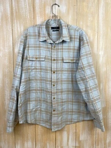 Lucky Brand Men's XL Classic Fit Light Blue/Beige Plaid Gauzy Long Sleeve Shirt - Picture 1 of 8