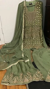 Pakistani fancy Garara kameez Fully Heavy Embroidered Stones Work - Picture 1 of 10