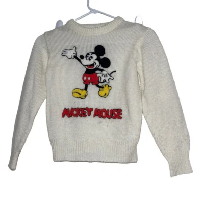 Suéter De Colección Niños Disney Personaje Moda Talla 9-10 Blanco Tejido Mickey *LEER* Foto 1 de 4