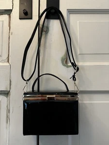 Authentic Vintage 60s Vinyl Handbag Square W/ Shoulder Strap - Picture 1 of 11