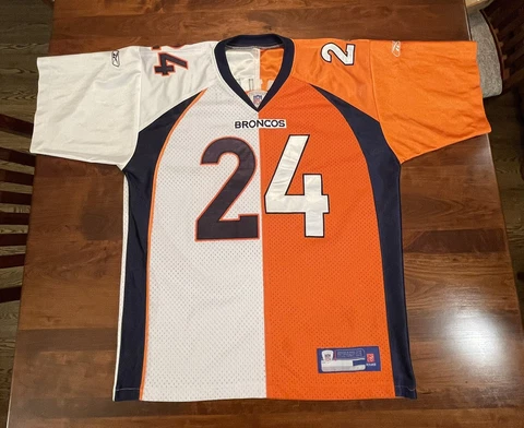 DENVER BRONCOS Champ Baily Split Home/Away Jersey used in good shape Reebok Cover