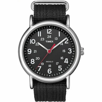 Timex T2N647, Men's Weekender Black Fabric Watch, Indiglo, 38MM Case, NEW - Image 1 of 2