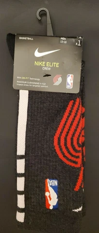NIKE PORTLAND TRAILBLAZERS ELITE CREW SOCKS SX7614 010 BLACK (Men's XL 12 - 15) Cover