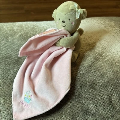 Child of Mine Sweet Cupcake Pink Monkey Security blanket Lovey Rattle - Image 1 of 4