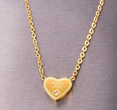 Women Titanium Stainless Steel My Heart Filled with You Heart Necklace 16-18" - Image 1 of 4