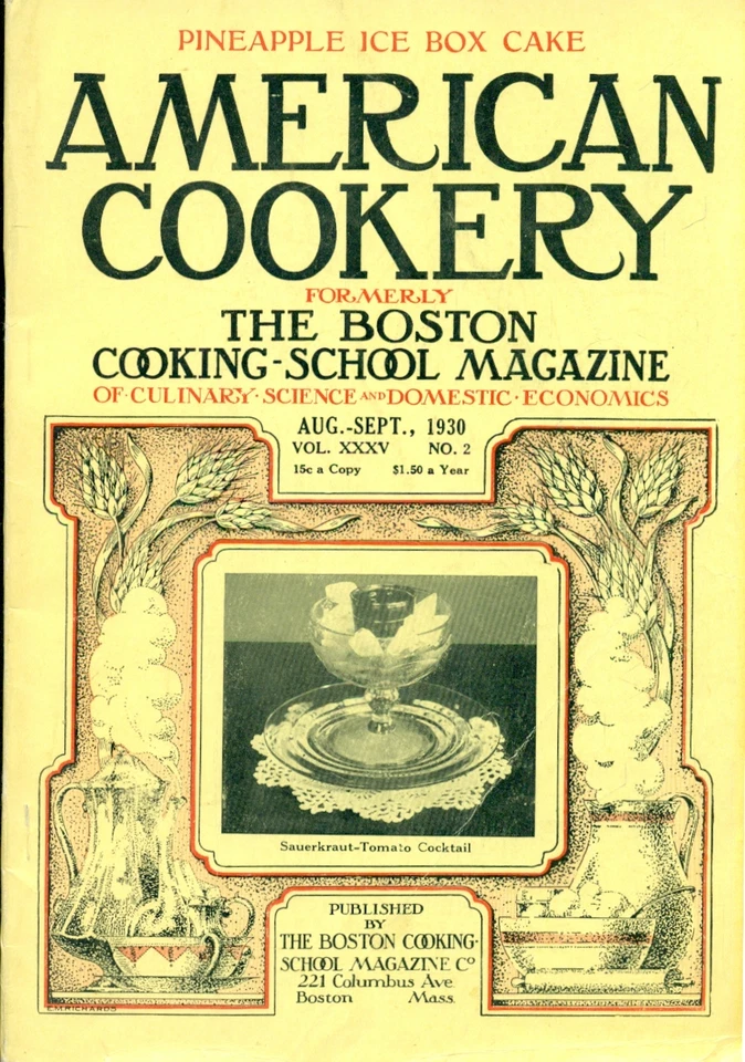 AMERICAN COOKERY Boston Cooking School Magazine August 1930 vintage ads/recipes — 第 1/1 张图片