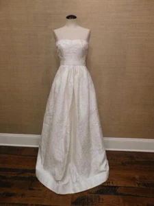 JCrew Ella Strapless Jacquard gown 0 $1395 F3783 ivory wedding bride formal - Picture 1 of 6