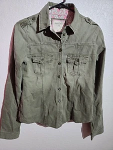 Chaqueta vaquera para mujer Abercrombie & Fitch talla pequeña verde desteñida logotipo clásico de colección - Imagen 1 de 12