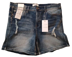 ๐ Women's 14 Blue Denim Jean Shorts New NWT H+H Harmony Havoc H&H Ripped - Picture 1 of 5