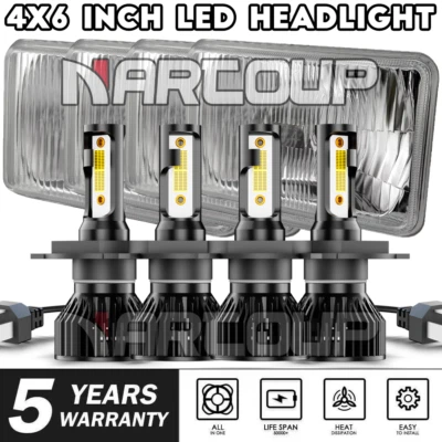 Fit Chevrolet Camaro Z28 1982 1983 1984 1985 1986-1992 4PCS 4x6" LED Headlights - Изображение 1 из 4