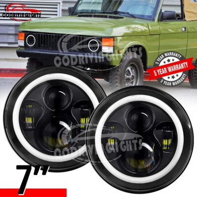 Faros LED redondos negros para Land Rover Range Rover Classic DOT 1970-1995 7" Foto 1 de 4