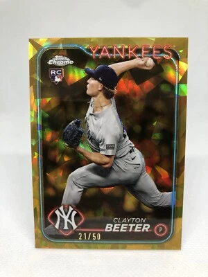 2024 Topps Chrome Sapphire Update Clayton Beeter Gold Refractor /50 RC Yankees  - Image 1 of 2