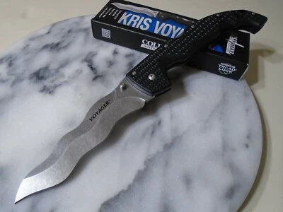 Cuchillo de bolsillo Cold Steel Voyager XL Kris Dagger carpeta de bloqueo Aus-10A 29AXW 12" Foto 1 de 4