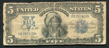 FR. 275 1899 $5 FIVE DOLLARS “CHIEF” SILVER CERTIFICATE CURRENCY NOTE (B)