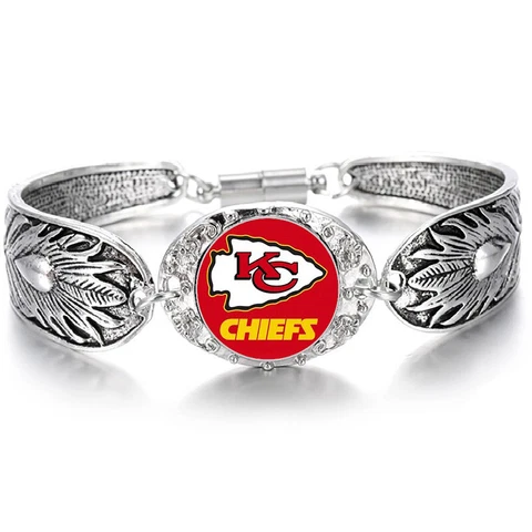 Special Kansas City Chiefs Womens Sterling Silver Bracelet Football w GiftPkg D3 Cover