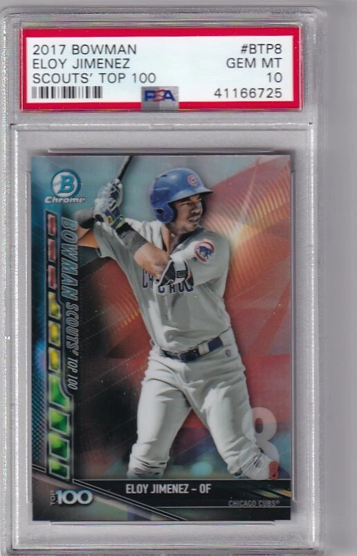 ELOY JIMENEZ - 2017 BOWMAN CHROME SCOUTS TOP 100 -- REFRACTOR -- PSA GEM MINT 10 - Image 1 of 1