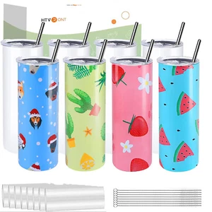 HTVRONT 8Pack Straight Sublimation Tumblers Bulk Blank 20oz Stainless Steel - Picture 1 of 13