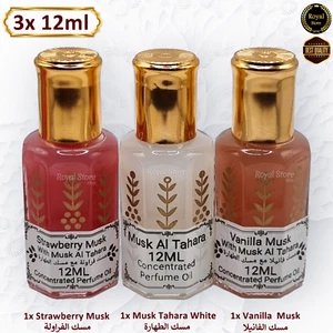 3 x 12 ml profumo arabo olio di muschio Tahara vaniglia attar fragola مسك طهارة OFFERTA - Foto 1 di 5